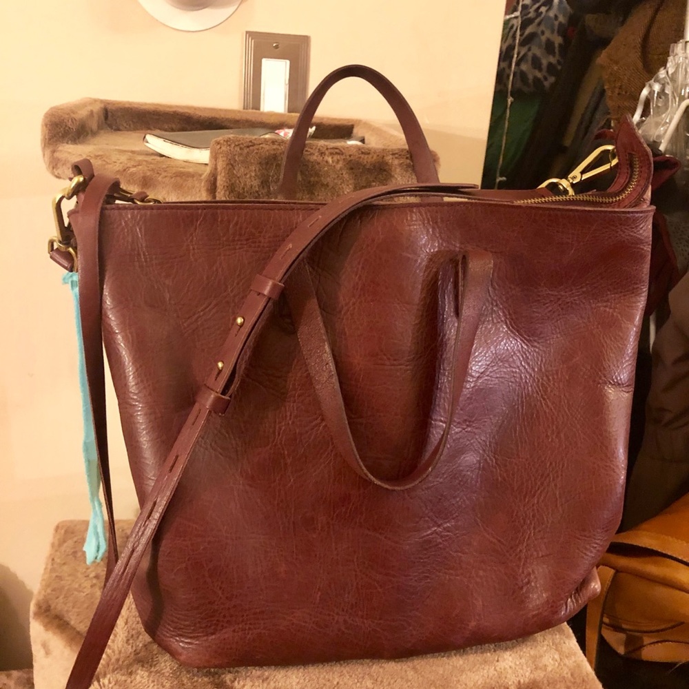 Madewell Zip Top Burgundy Leather Crossbody